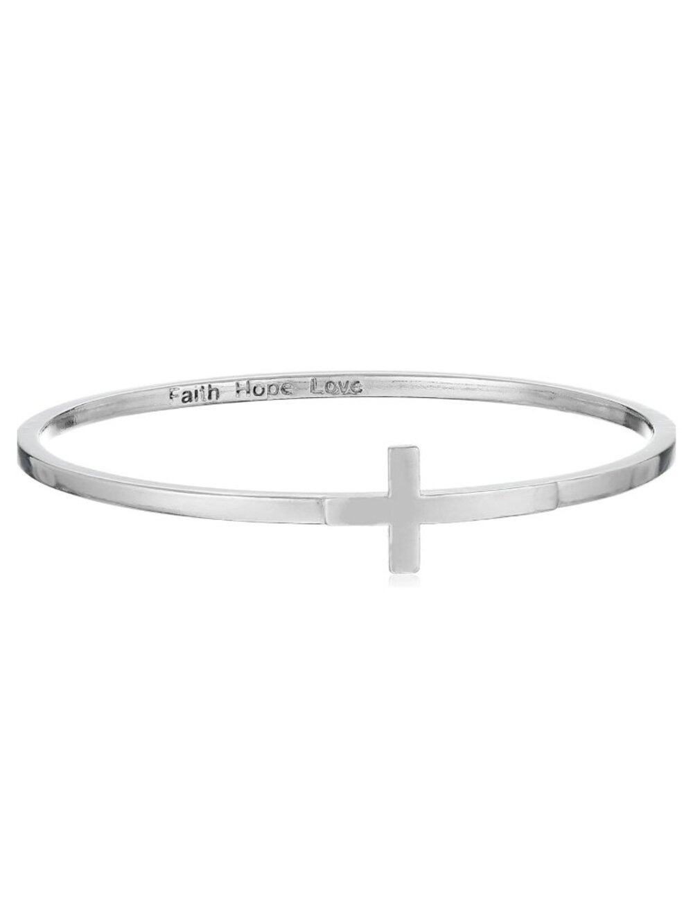Bob Siemon Designs Sideways Cross Bangle Bracelet Faith Hope Love Signed BSD USA